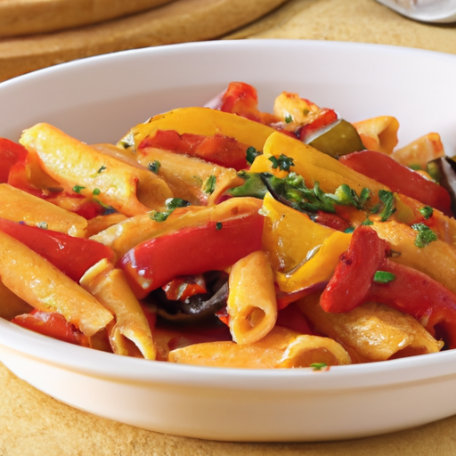 Mediterranean Penne With Roasted Red Pepper Sauce Recipe Mediterranean Penne With Roasted Red Pepper Sauce Recipe