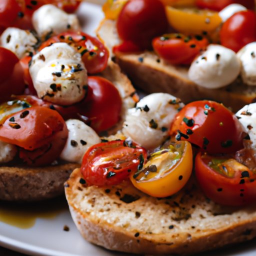 Mediterranean Roasted Cherry Tomato And Mozzarella Bruschetta Recipe