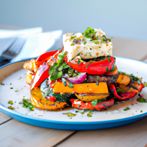 Mediterranean Roasted Vegetable  Halloumi Stack Recipe