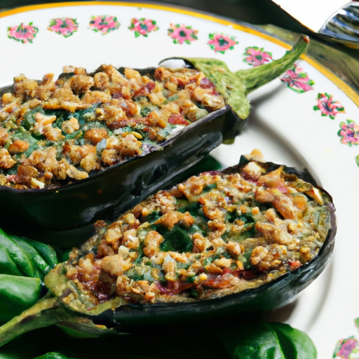 Mediterranean Spinach And Pine Nut-Stuffed Eggplant Recipe Mediterranean Spinach And Pine Nut-Stuffed Eggplant Recipe