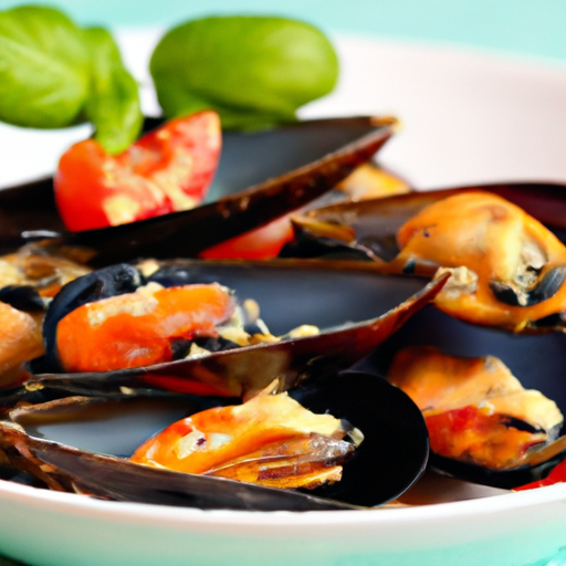 Mediterranean Baked Mussels With Tomato And Basil Recipe