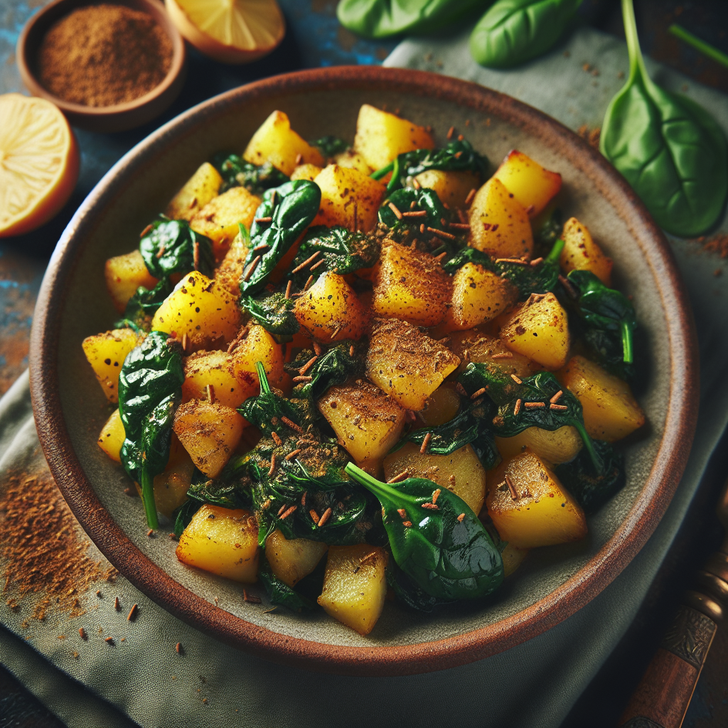 Mediterranean Cumin Spiced Potato And Spinach Hash Recipe