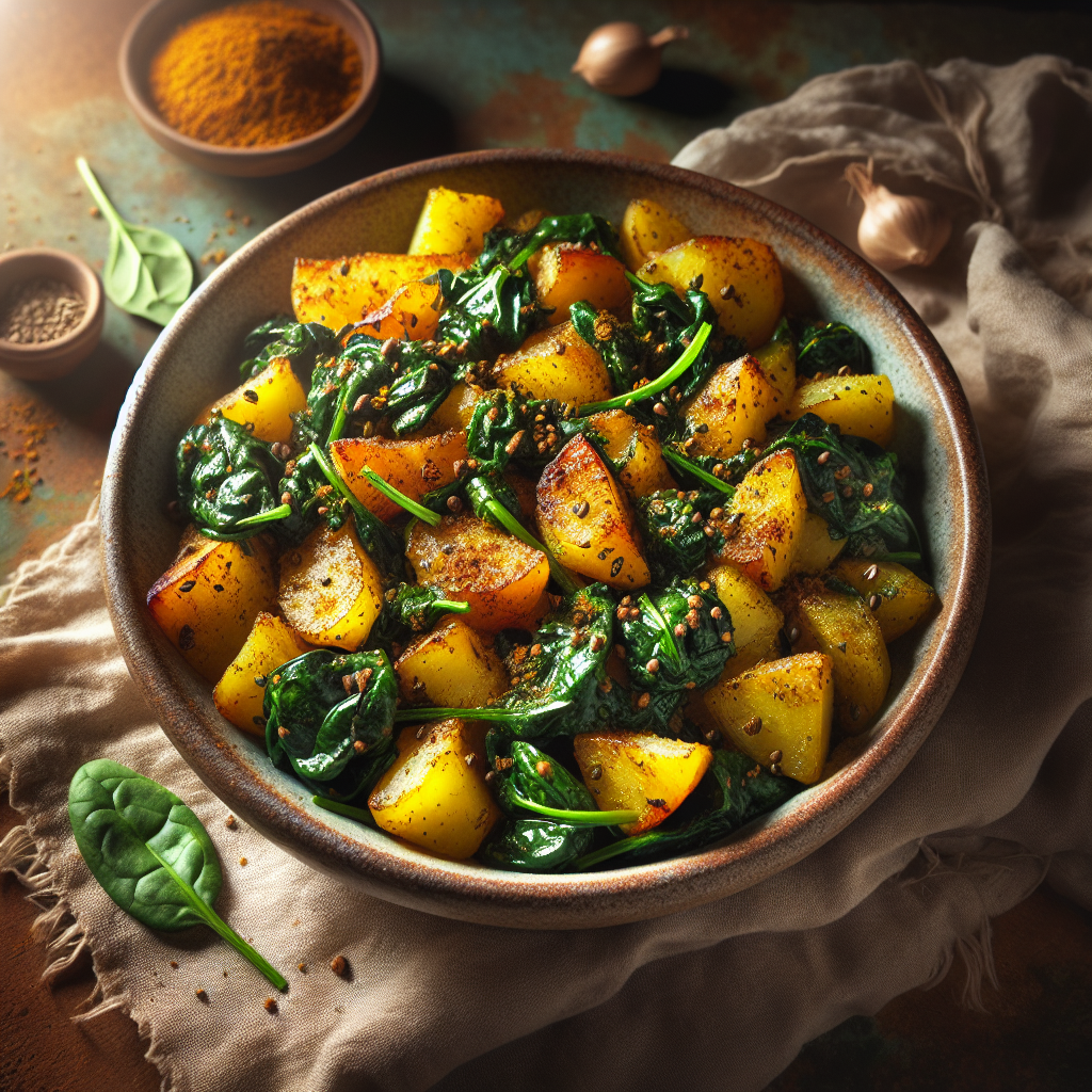 Mediterranean Cumin Spiced Potato And Spinach Hash Recipe