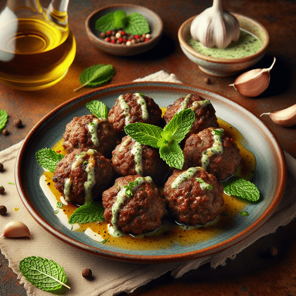 Mediterranean Beef Meatballs With Mint And Garlic Sauce Recipe